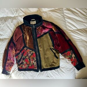 Vintage BRANDON THOMAS Leather Patchwork Bomber Jacket Size L